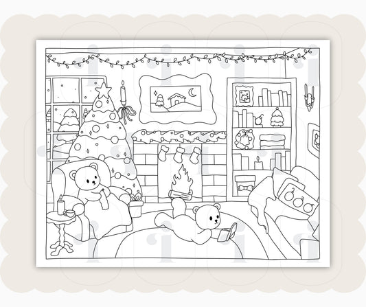 Winter Coloring Page - Cozy - Plan with Inès