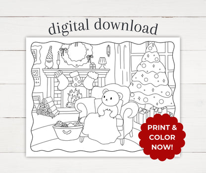 Winter Coloring Page - Knitting - Plan with Inès