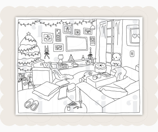 Winter Coloring Page - Movie Night - Plan with Inès