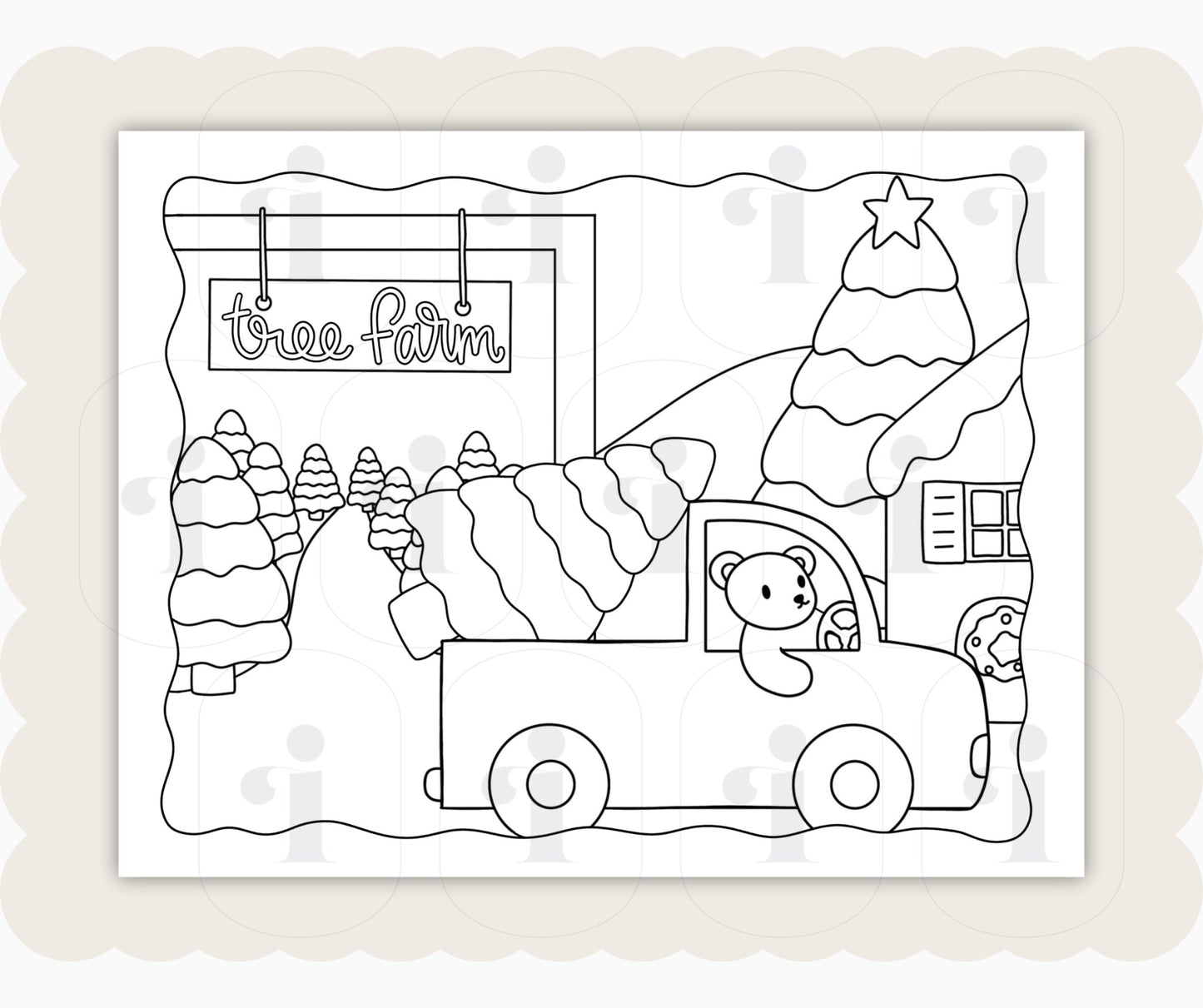 Winter Coloring Page - Tree Farm - Plan with Inès