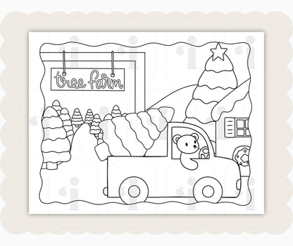 Winter Coloring Page - Tree Farm - Plan with Inès