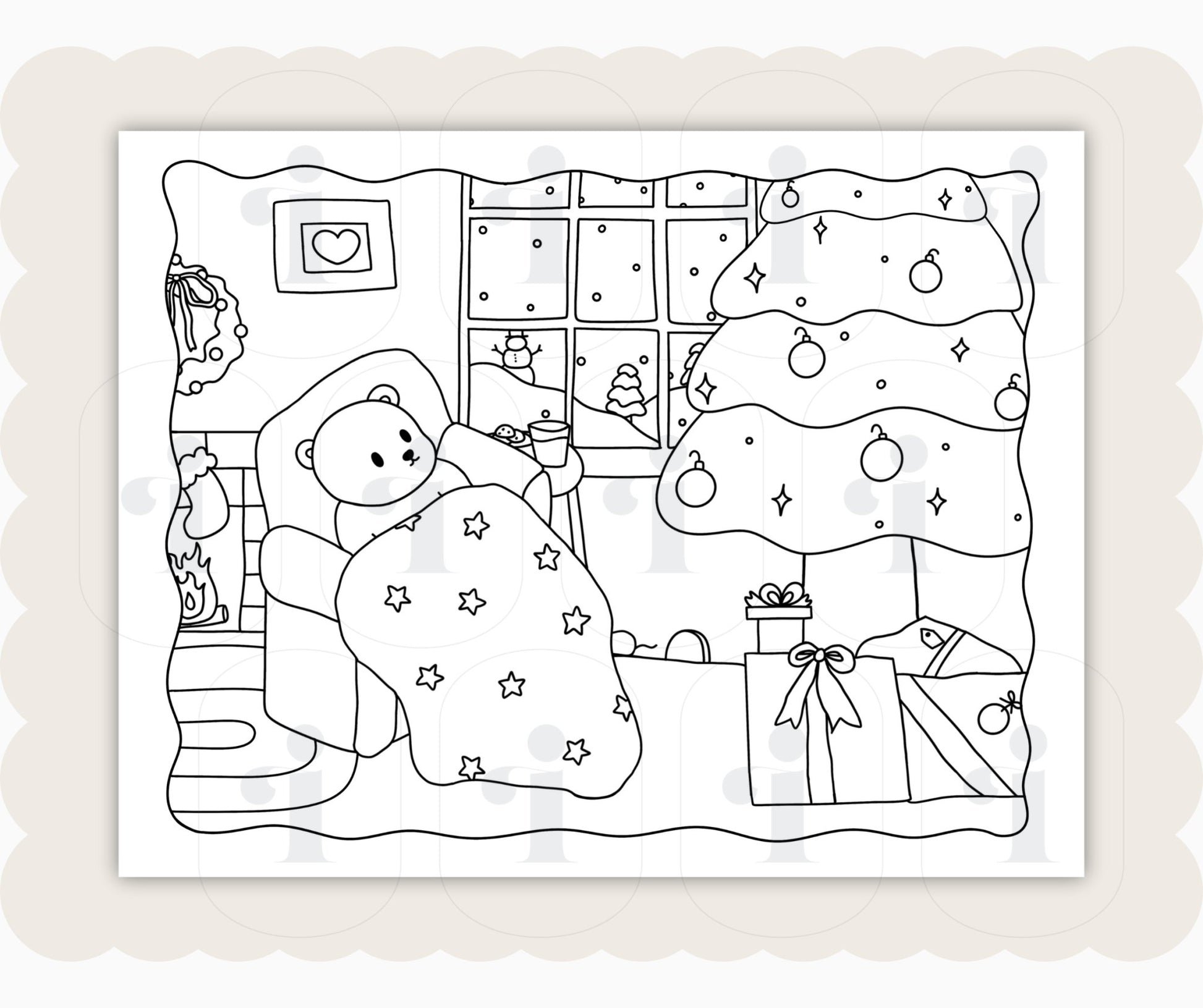 Winter Coloring Page - Waiting for Santa - Plan with Inès