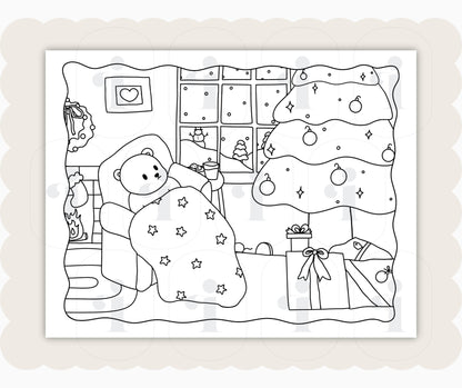 Winter Coloring Page - Waiting for Santa - Plan with Inès