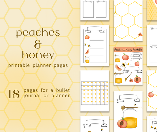 Peaches and Honey Bullet Journal Theme 18 pages