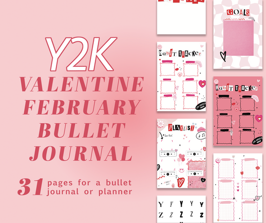 February Y2K Valentine's Bullet Journal Printable