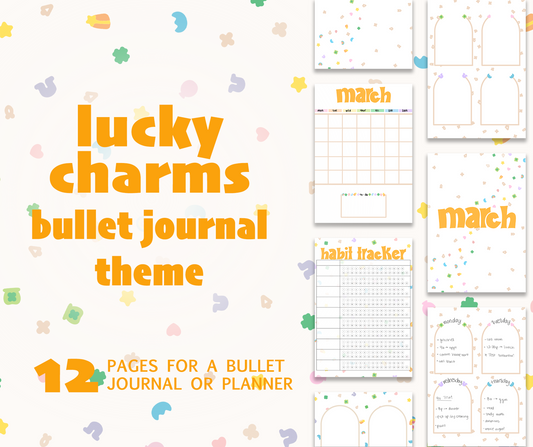 March Lucky Charms Bullet Journal Printable - 12 pages