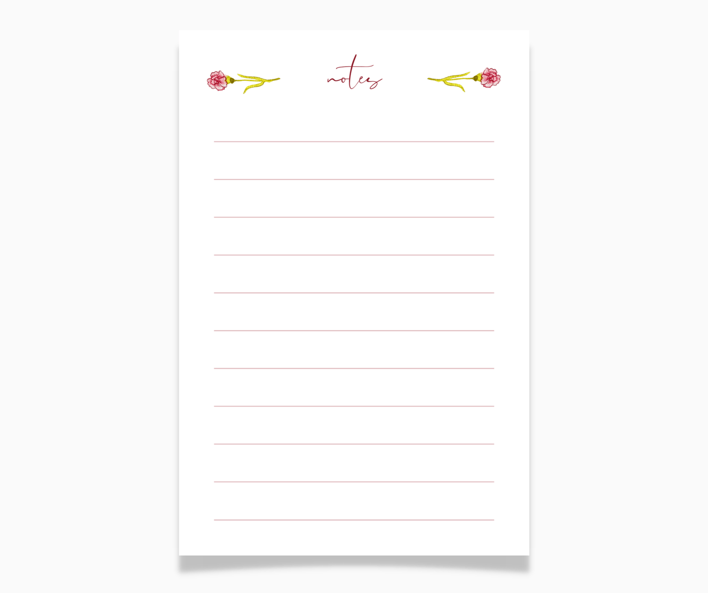 Carnation Floral Watercolor Note Pad - Plan with Inès