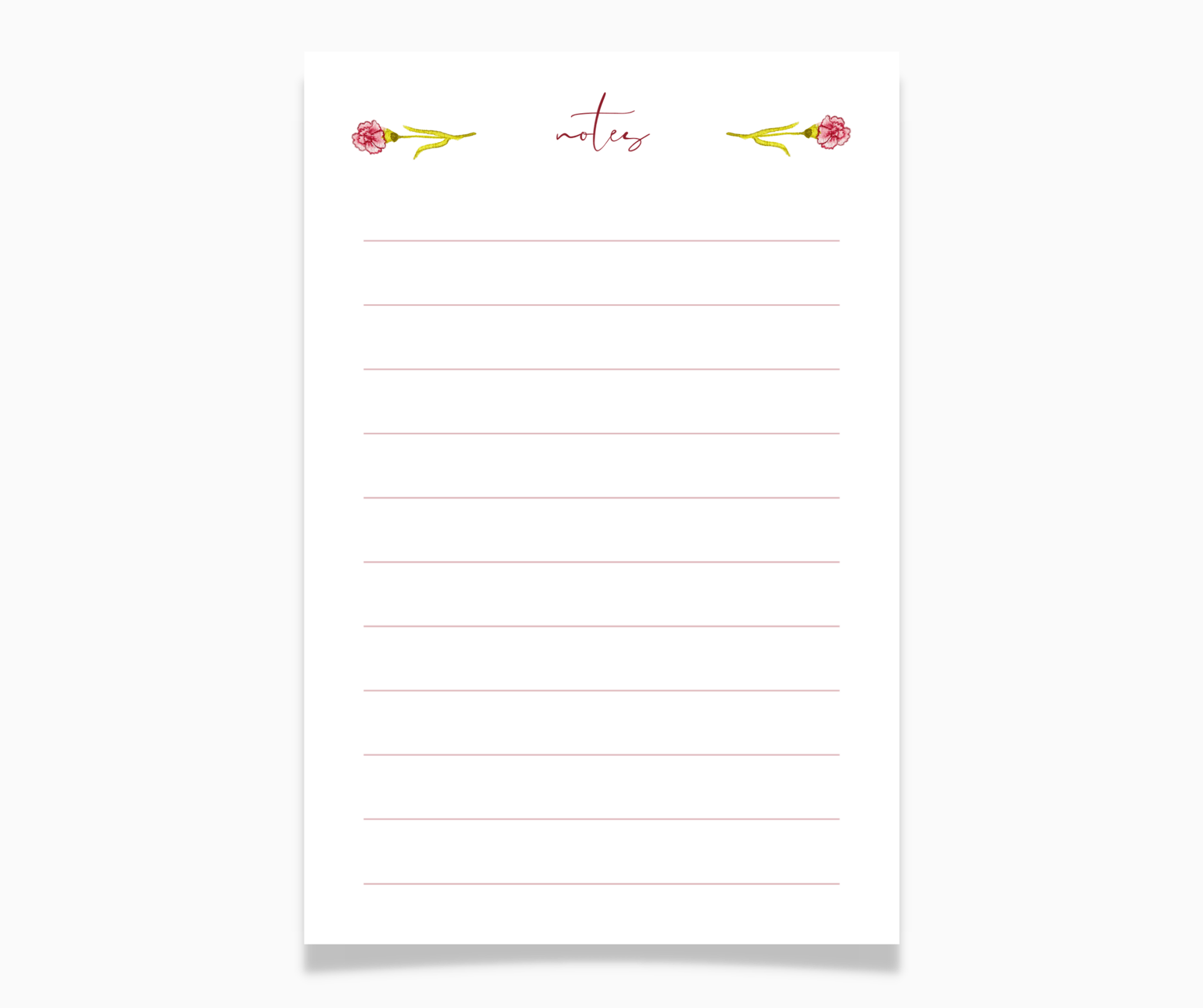 Carnation Floral Watercolor Note Pad - Plan with Inès
