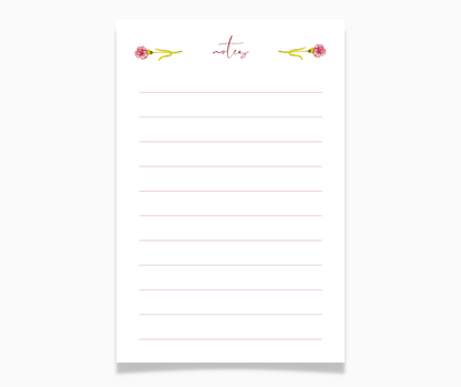 Carnation Floral Watercolor Note Pad - Plan with Inès