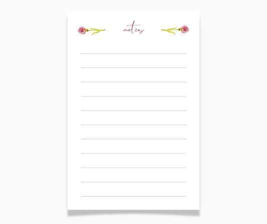 Carnation Floral Watercolor Note Pad - Plan with Inès