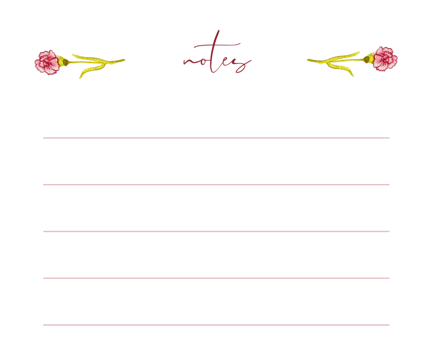 Carnation Floral Watercolor Note Pad - Plan with Inès
