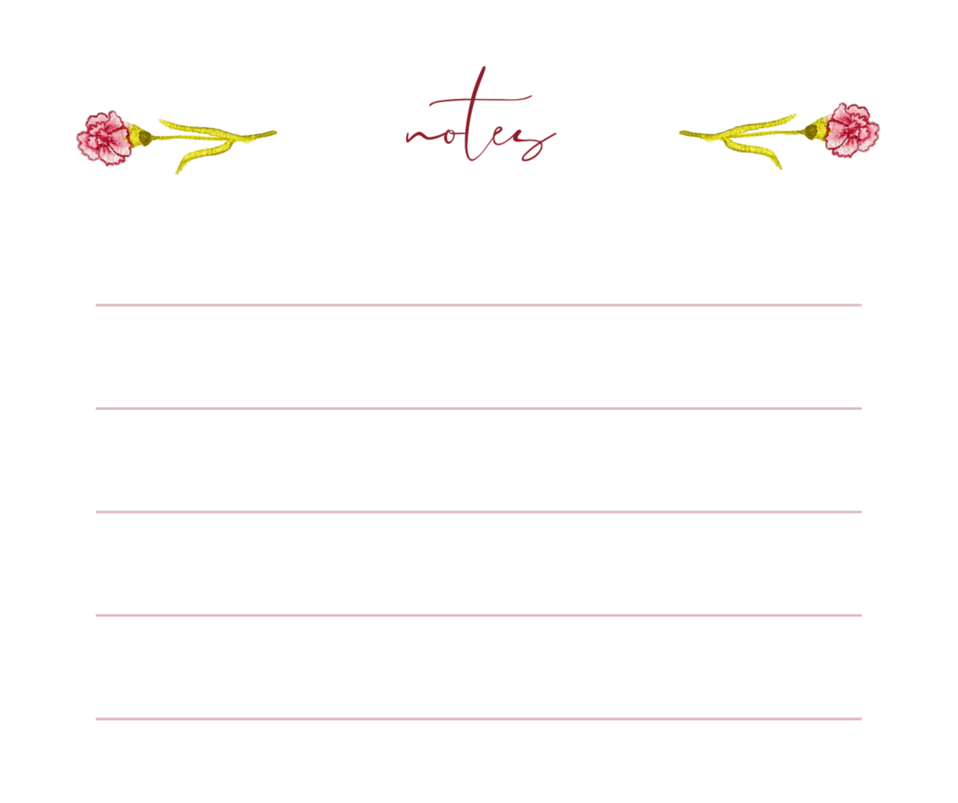 Carnation Floral Watercolor Note Pad - Plan with Inès