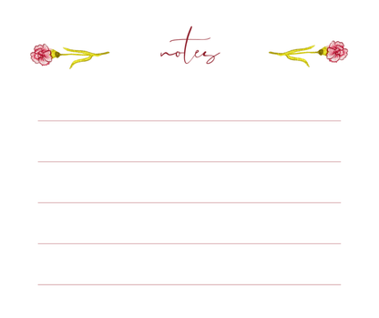 Carnation Floral Watercolor Note Pad - Plan with Inès