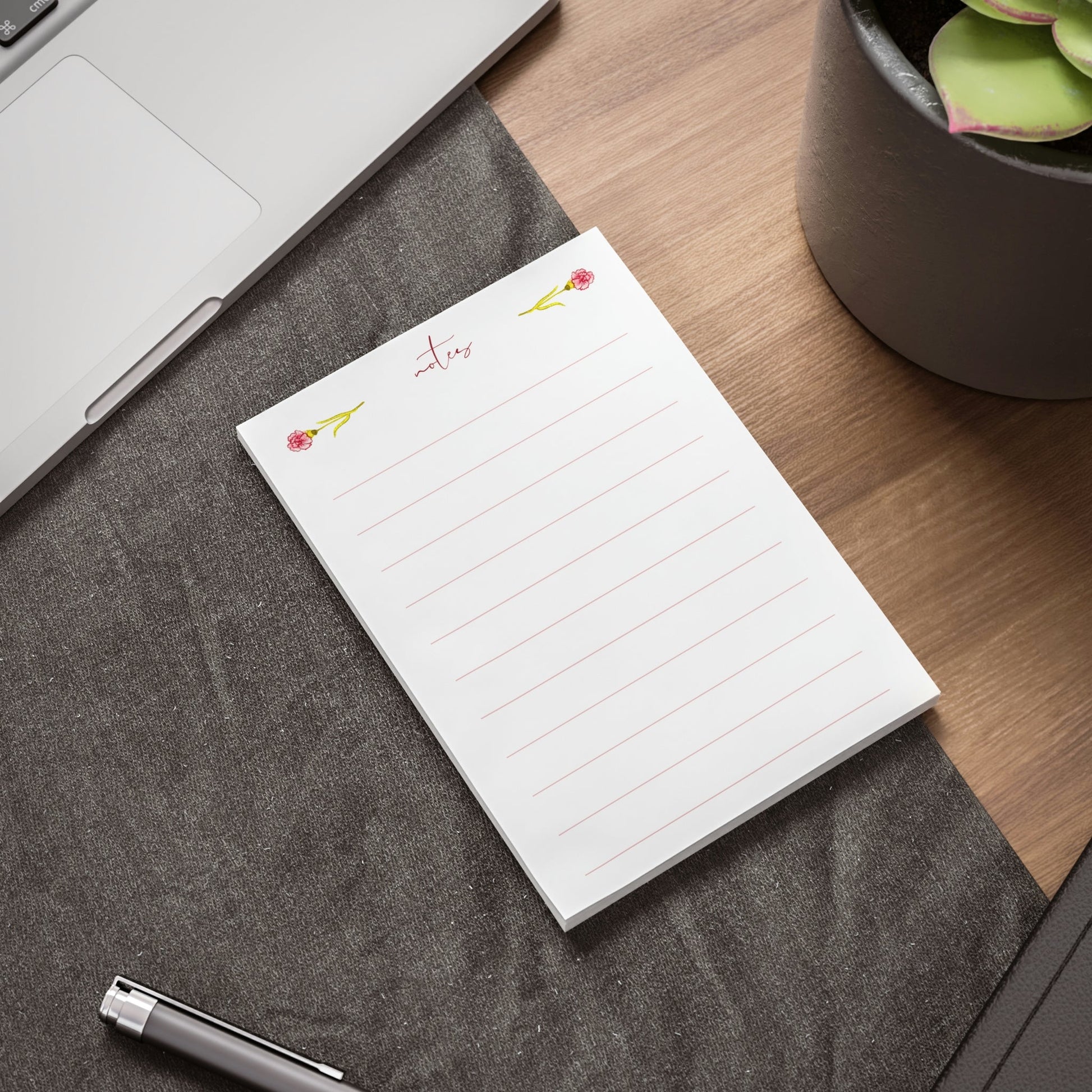 Carnation Floral Watercolor Note Pad - Plan with Inès