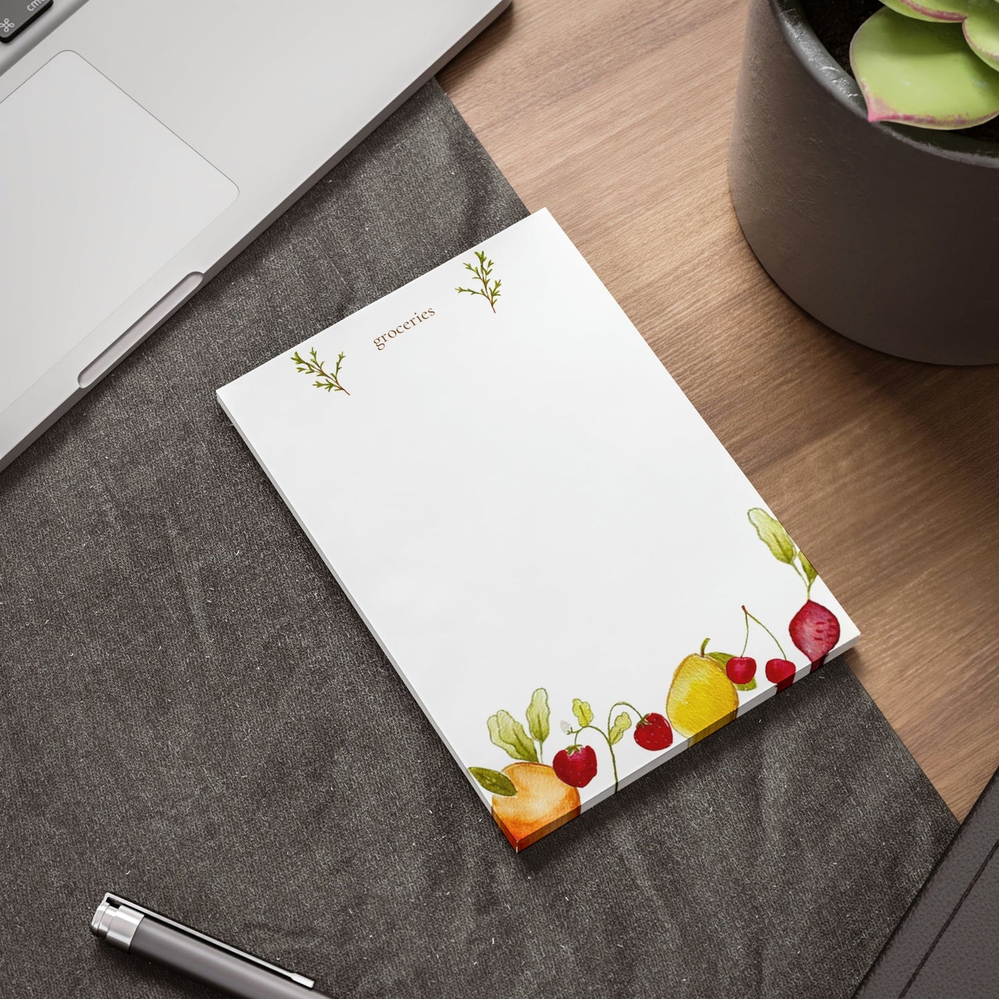 Grocery List Watercolor Note Pad - Plan with Inès