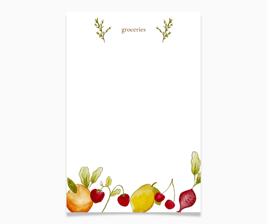Grocery List Watercolor Note Pad - Plan with Inès